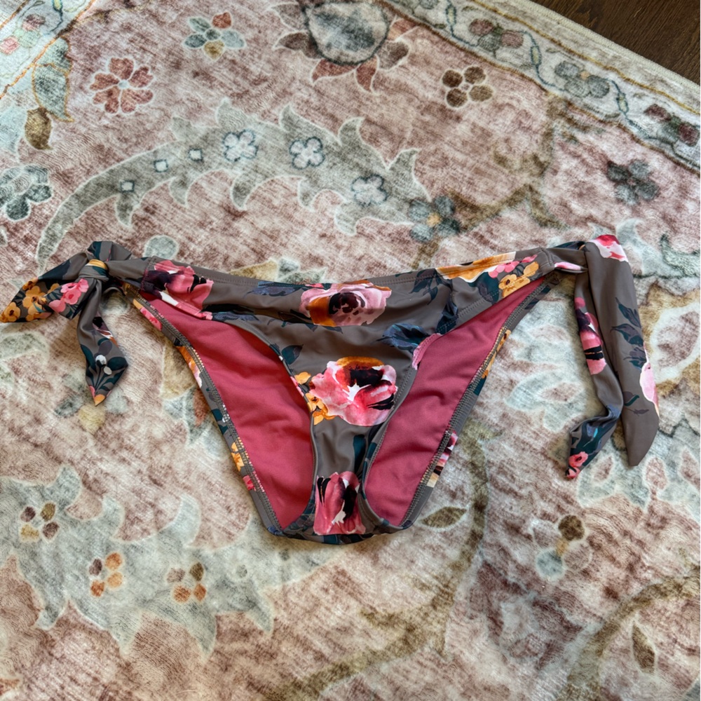 Target Floral Bikini Bottom - Pink and Brown